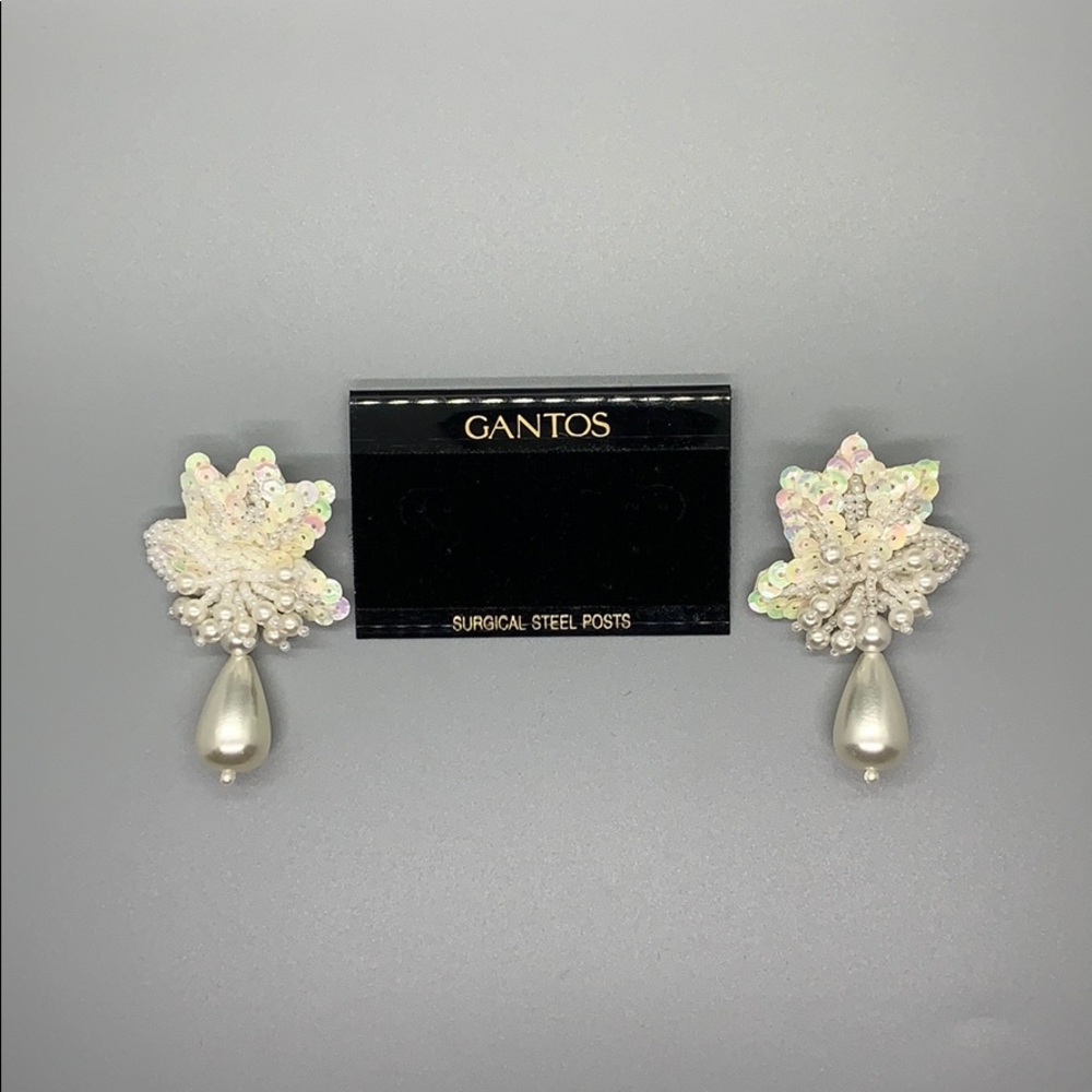 Gantos Costume White Star Steel Post Earrings